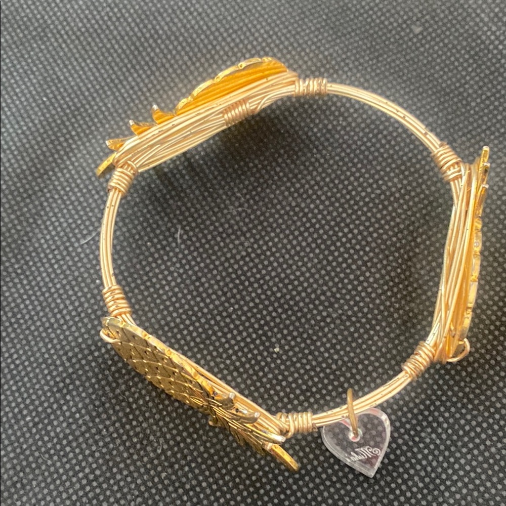 Gold Wire Bracelet with Heart Charm, made by Misha. 3 gold pineapples .